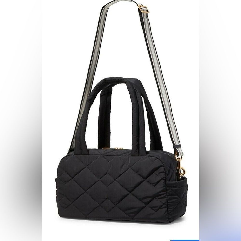 Marc Jacobs quilted puffer Travel Bag with guitar crossbody strap in black - Picture 2 of 16